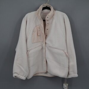 Free People Movement x Hatch Teddy Snap Fleece Jacket Womens Large Cream Blush